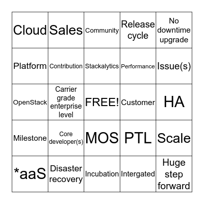 OpenStack Bulshit Bingo! Bingo Card