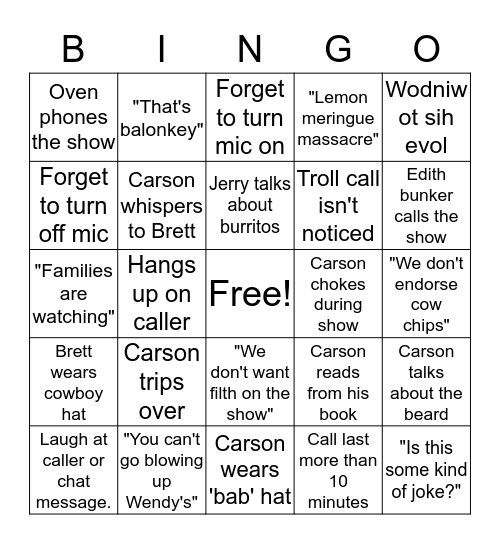 Mormon Talk Bingo Card
