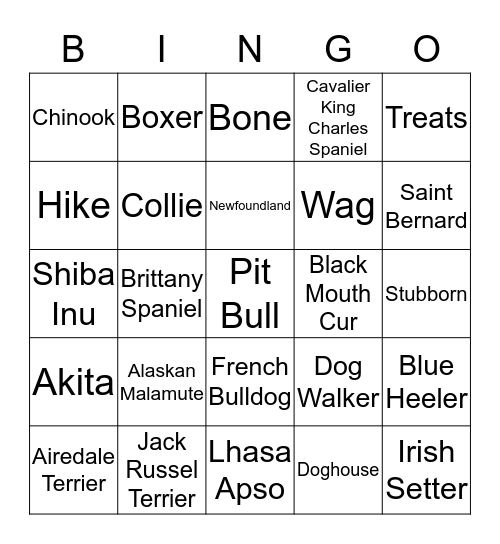 DOGS Bingo Card