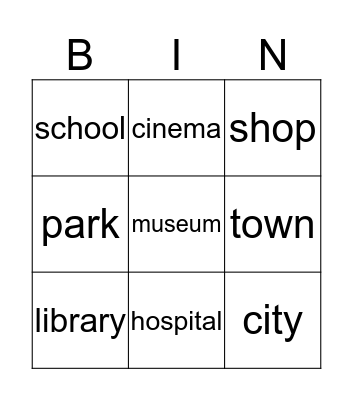 My town Bingo Card