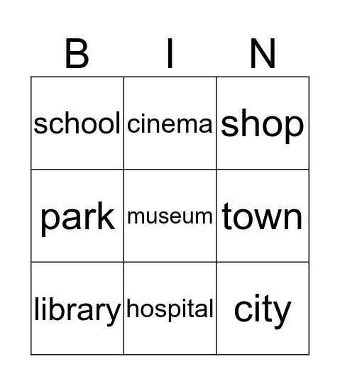 My town Bingo Card