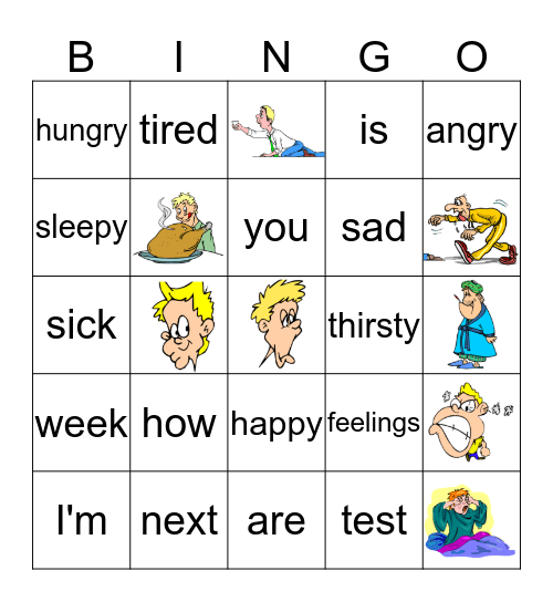 Feelings Bingo Card