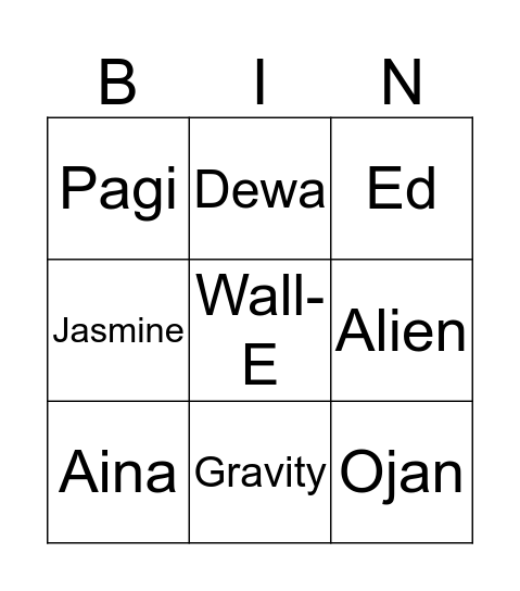 Didin Bingo Card