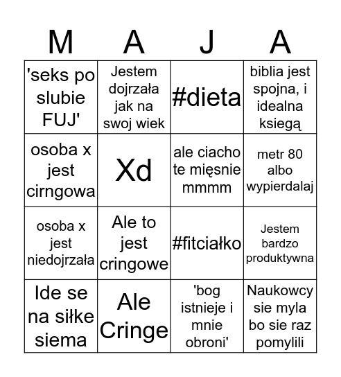 MAJA Bingo Card