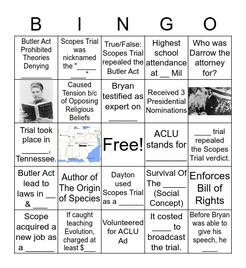 Scope's Trial Bingo Card