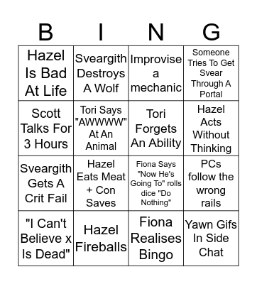 DND Bingo Card