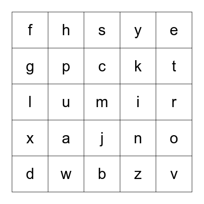 Alphabet Bingo Card