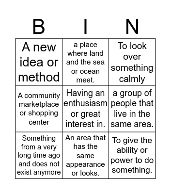 Context Clues Bingo Card