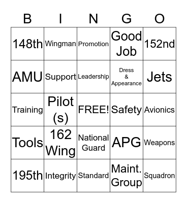 162 Maintenance Bingo Card