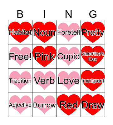 Valentine's Day Bingo  Bingo Card