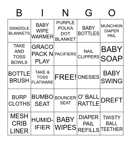 BABY SHOWER BINGO Card