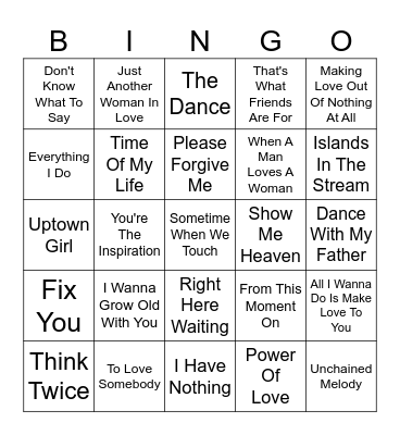 Mark & Joey's Valentines Bingo Card