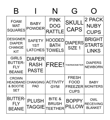 BABY SHOWER BINGO Card