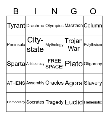 Ancient Greece Bingo Card