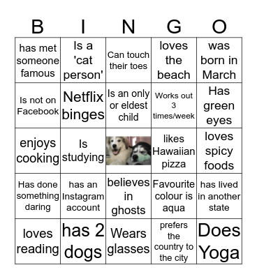 Find a person who....... Bingo Card