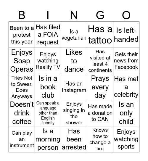 CAN BINGO!!! Bingo Card