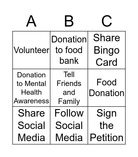 Hunt for Health Bingo Card