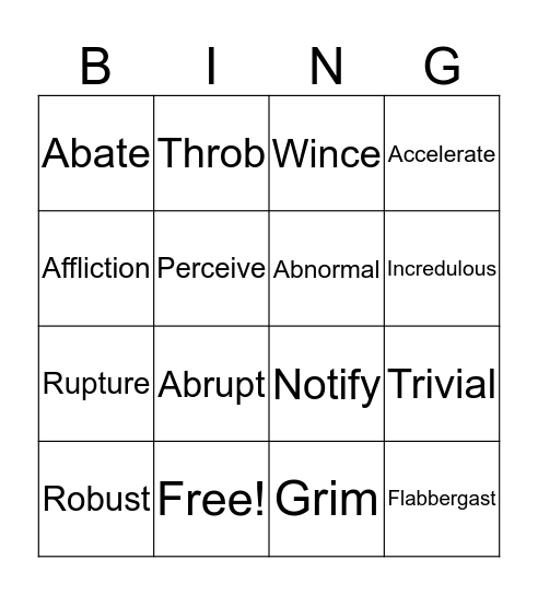 Flocabulary 1 Bingo Card