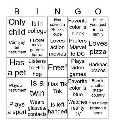Icebreaker Bingo Card
