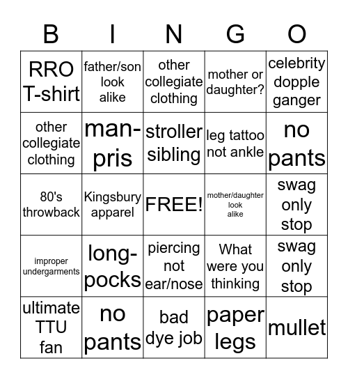 RRO BINGO Card