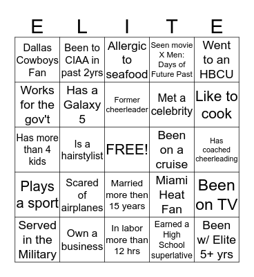 Elite Bingo Card