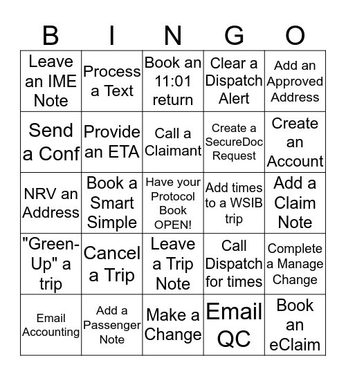 Protocol Book Bingo Card