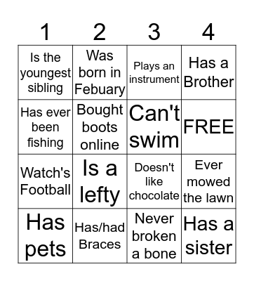 CAPALABA UNDER 13'S Bingo Card