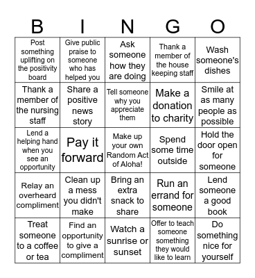 RANDOM ACTS OF ALOHA! Bingo Card