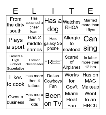 Elite Bingo Card