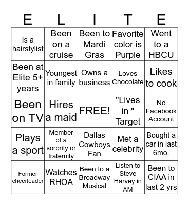 Elite Bingo Card