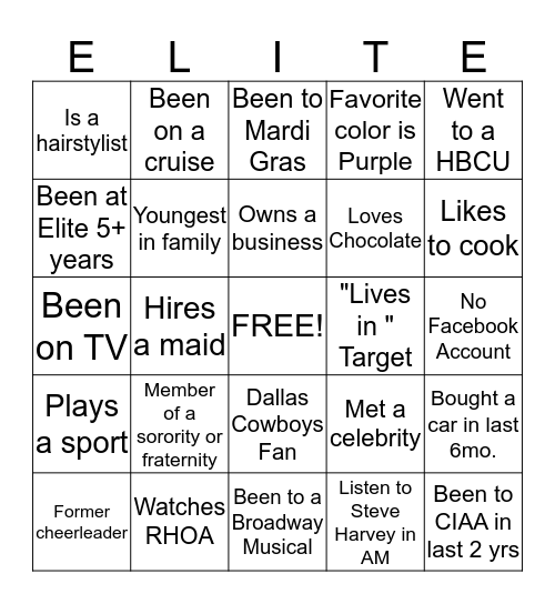 Elite Bingo Card