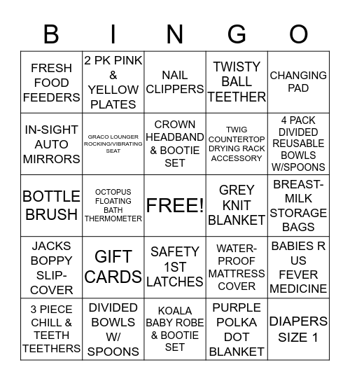 BABY SHOWER BINGO Card