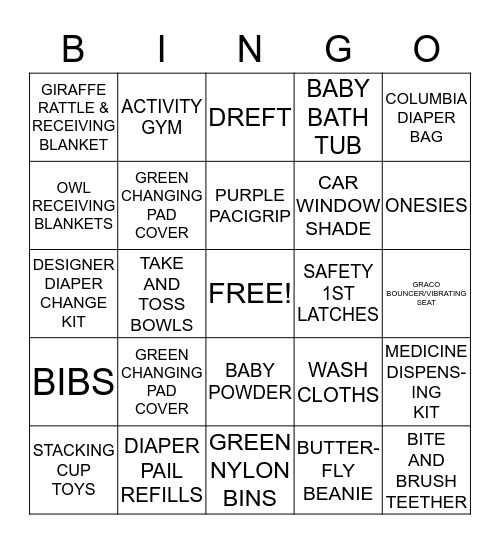 BABY SHOWER BINGO Card