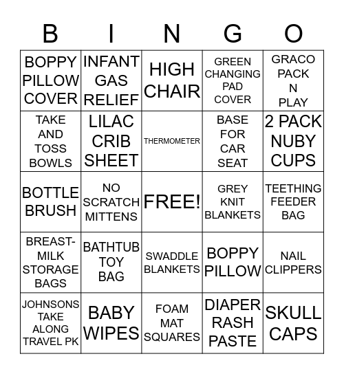 BABY SHOWER BINGO Card