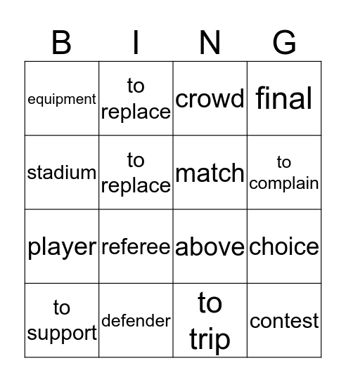 Bingo H. 4 1/4 Bingo Card