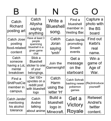 Blueshell Bingo Card
