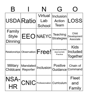 CYP BINGO Card