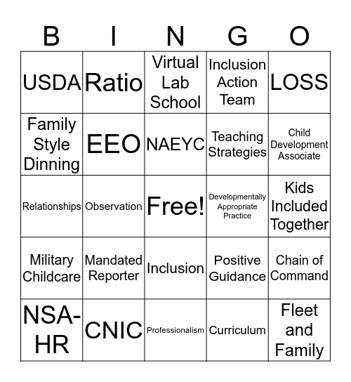 CYP BINGO Card
