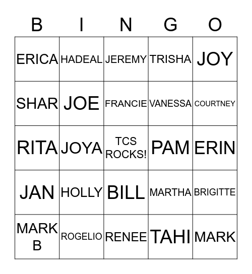 TCS BINGO Card