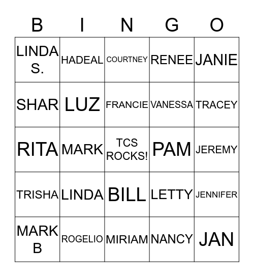 TCS BINGO Card