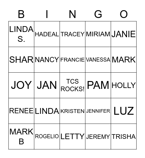 TCS BINGO Card