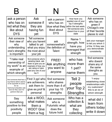 MVT "Discover Your Strengths" Mix & Mingle Bingo Card