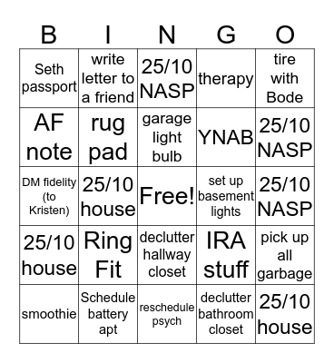 New x2 Bingo Card