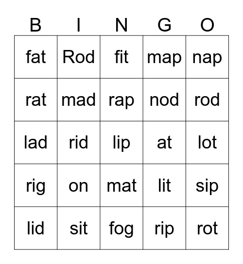 Level 1.1 Bingo Card