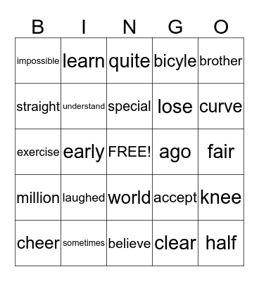 Balancing Act Bingo Card