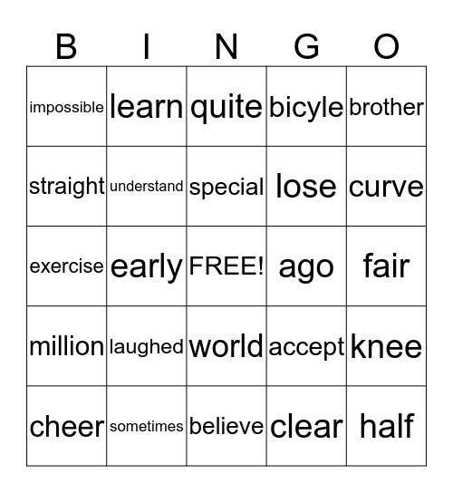 Balancing Act Bingo Card