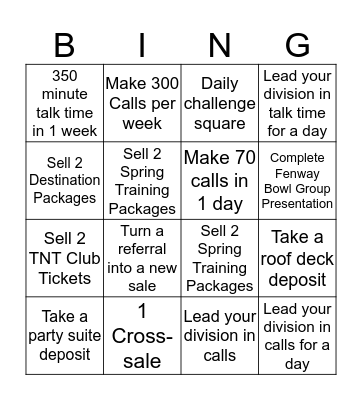 Special Event Bingo Card