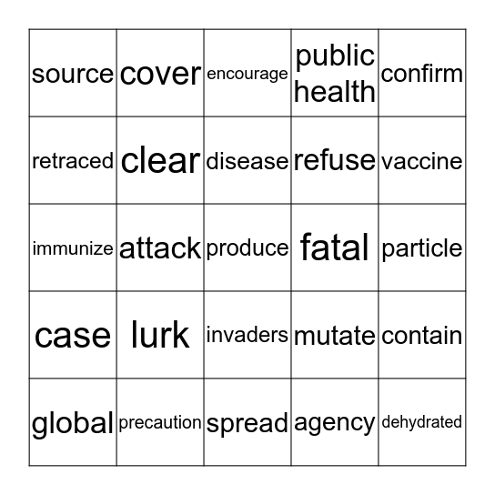 Contagion Type B Bingo Card