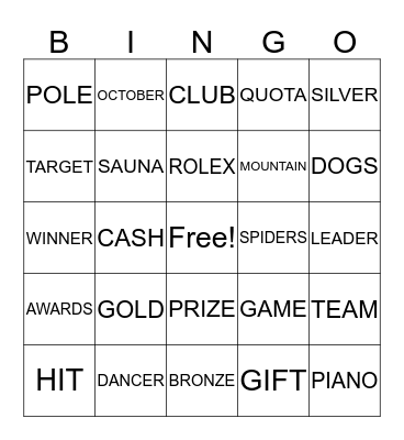 Awards Ceremony Bingo Card