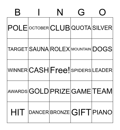 Awards Ceremony Bingo Card